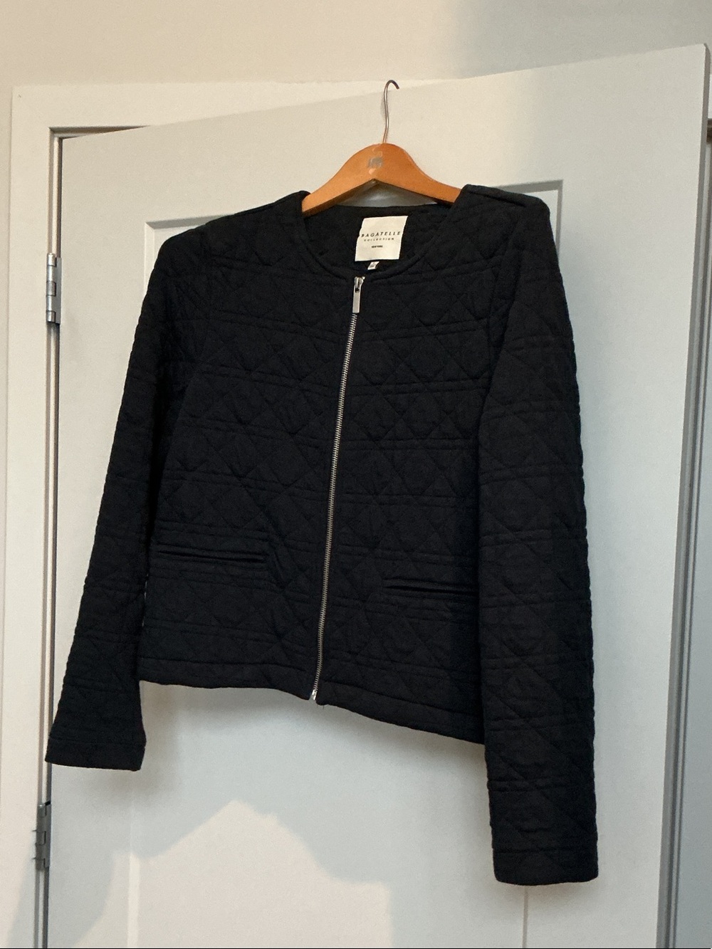 bagatelle Quilted Black Zip-Front Blazer